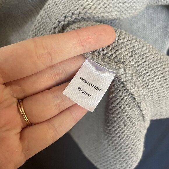 J. Jill Petite M Gray Knit Cotton Tunic Sweater Top boat neck style long sleeved - Picture 4 of 6